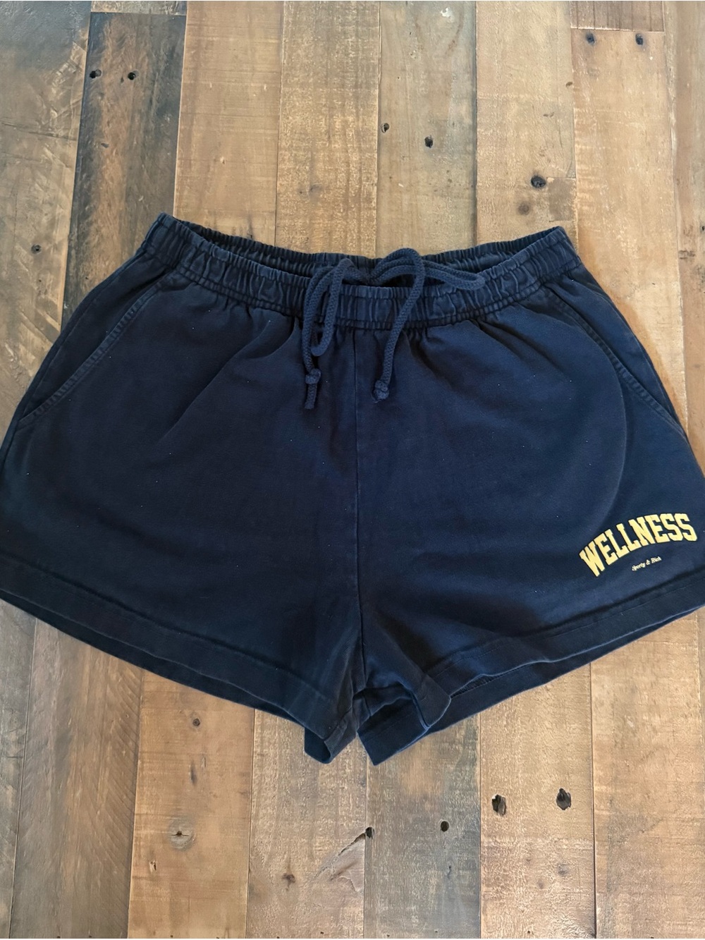 Sporty & Rich black 'WELLNESS' Athletic Lounge Shorts
